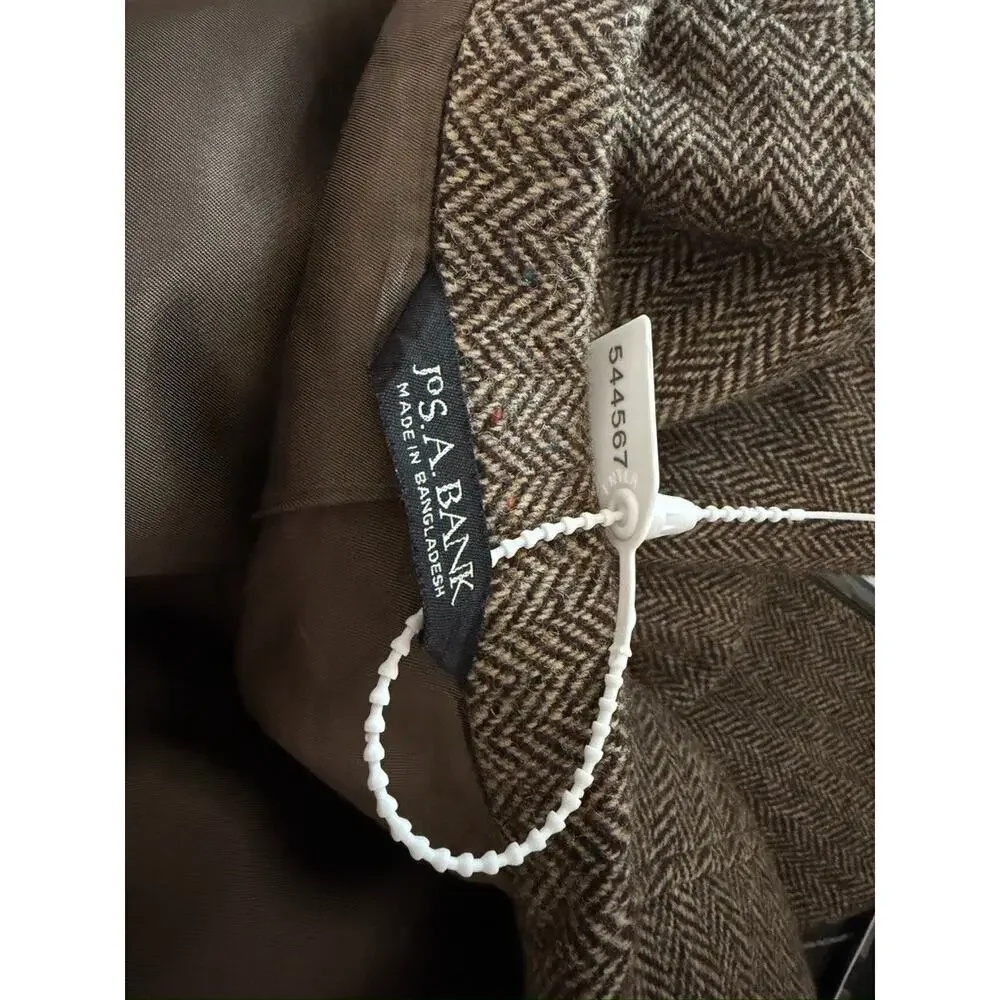 Harris Tweed Scottish Wool Blazer Houndstooth Brown Men Coat Jacket 44L Brown